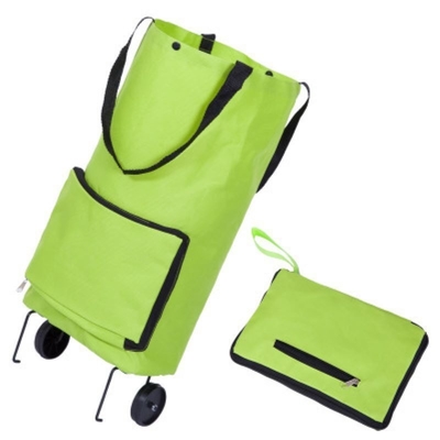 Logo Fruit Grocery Cart Portable Foldable Oxford Cloth Shopping Trolley Reusable Custom Bag Vegetable Cart With Wheels